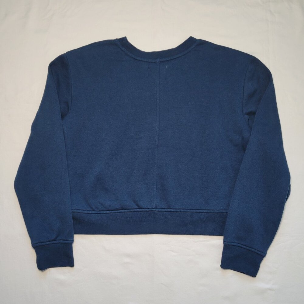 Vanilla Star Navy Blue Retro Rainbow Stripe Cropped Sweatshirt Small - Picture 2 of 8